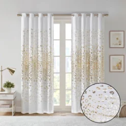 1pc 50"x63" Blackout Kendra Metallic Animal Print Curtain Panel White/Gold - Intelligent Design -Home Improvement Store GUEST cd232f1e d8a2 4c05 af6a fc30e31dc0ac