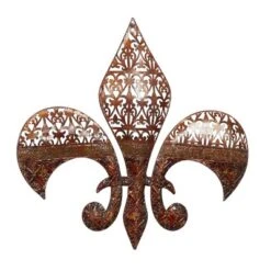 Metal Fleur De Lis Wall Decor With Perforated Details Brown - Olivia & May -Home Improvement Store GUEST ce954ecc 4f7b 4255 a8e6 5396c09989db