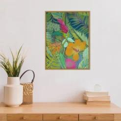 18" X 24" Tropical Tapestry II Hibiscus By Charcoaliklia Zarris Framed Canvas Wall Art - Amanti Art -Home Improvement Store GUEST d125e486 2c01 4552 a640 7d1af5e46808