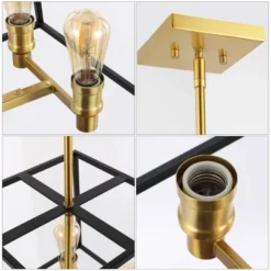 15" 4-Light Lloyd Farmhouse Industrial Iron LED Pendant Black/Brass Gold - JONATHAN Y -Home Improvement Store GUEST d1d3bd90 8413 4fe6 ac8c 023f983beb1d