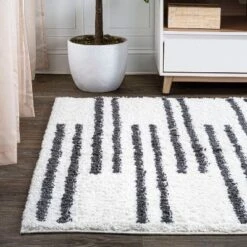 Petra Stripe Geometric Shag Area Rug - JONATHAN Y -Home Improvement Store GUEST d578ace6 c789 4f66 a47f f8907e7d29ba