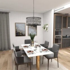 Metal Crystal Embellishments 6 Light Chandelier With Link Style Chain Black - Olivia & May -Home Improvement Store GUEST d57f2060 4e60 4e5a bc33 fa646b598e51