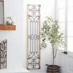Wood Scroll Distressed Door Inspired Ornamental Wall Decor With Metal Wire Details Gray - Olivia & May -Home Improvement Store GUEST d5f8d458 93e8 4732 8a9e bcfa61953694