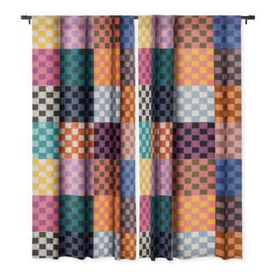 Schatzi Brown Alice Check Multi 84" X 50" Single Panel Blackout Window Curtain - Deny Designs 4 Schatzi Brown Alice Check Multi 84" X 50" Single Panel Blackout Window Curtain - Deny Designs - Image 2