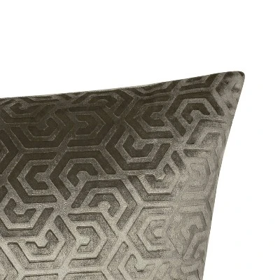 20"x20" Oversize Embossed Hexagon Maze Velvet Square Throw Pillow Taupe - Edie@Home 3 20"x20" Oversize Embossed Hexagon Maze Velvet Square Throw Pillow Taupe - Edie@Home