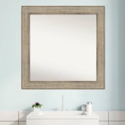 32" X 32" Non-Beveled Trellis Silver Wood Bathroom Wall Mirror - Amanti Art -Home Improvement Store GUEST dc091d31 6b05 4f56 bb0c 3298728dbee5