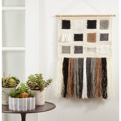 Saro Lifestyle Textured Woven Wall Hanging, 18"x28" Oblong, Multi 5 Saro Lifestyle Textured Woven Wall Hanging, 18"x28" Oblong, Multi - Image 3