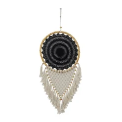 42" X 16" Cotton Macrame Handmade Intricately Woven Dreamcatcher Wall Decor With Beaded Fringe Tassels Black - Olivia & May -Home Improvement Store GUEST e2e3a253 85ca 4a48 8029 d0f27269a0ec