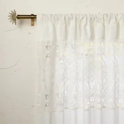 1pc Sheer Banded Geo Macrame Window Curtain Panel White - Opalhouse™ Designed With Jungalow™ -Home Improvement Store GUEST e45ca8b5 c8fb 4bcd 9418 e1344d66992c