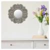 8" Ceramic Wall Mirror With Decorative Details Matte Gray - Stonebriar Collection -Home Improvement Store GUEST e53dd97c 1db4 43b8 98e0 559b225a5489