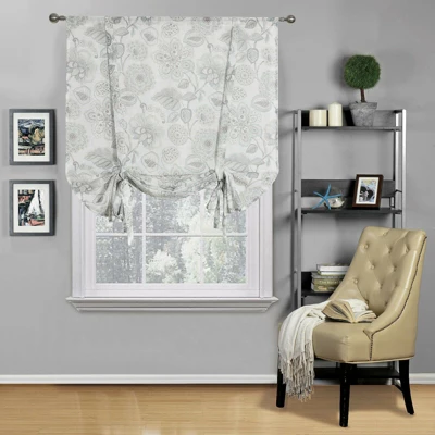 Kate Aurora Shabby Chic Floral Jacobean Sheer Single Tie Up Window Curtain Shade 4 Kate Aurora Shabby Chic Floral Jacobean Sheer Single Tie Up Window Curtain Shade - Image 2