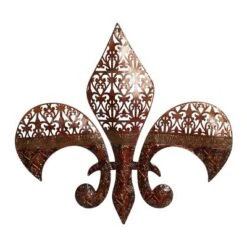 Metal Fleur De Lis Wall Decor With Perforated Details Brown - Olivia & May -Home Improvement Store GUEST e609a608 7cac 4e52 8dc6 188f1de5dcea