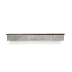 Solid Wood Wall Ledge Shelf With Embossed Metal Details Decorative Metal - InPlace -Home Improvement Store GUEST e6bdf3d7 cc23 4bf3 9e3b 587adee9f093