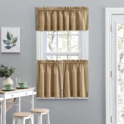 Ellis Lisa Solid Color Poly Cotton Duck Fabric Tailored Tiers 1.5" Rod Pocket Add A Touch Of Color To Room Tan -Home Improvement Store GUEST e6e7c17a c6ac 4c2d 9657 92a733abf4b0