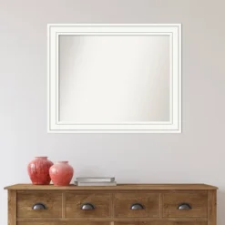 33" X 27" Non-Beveled Craftsman White Wood Wall Mirror - Amanti Art -Home Improvement Store GUEST e8b8e101 3d74 4e6e 85ba 43fae3aa9803