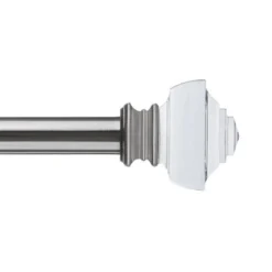 Decorative Drapery Curtain Rod With Crystal Square Finials Brushed Nickel - Lumi Home Furnishings -Home Improvement Store GUEST ee08a40b 1aec 4442 9eeb 080989e544bb