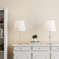 Set Of 2 Crystal Faceted Candlestick Table Lamps (Includes LED Light Bulb) Silver - Trademark Global -Home Improvement Store GUEST ee984968 2e33 4439 a562 7426749425f4