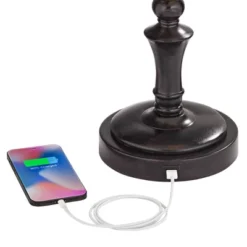 Regency Hill Traditional Desk Table Lamp Swing Arm With Hotel Style USB Charging Port 21.75" High Bronze Metal Faux Leather Bell Shade For Bedroom -Home Improvement Store GUEST eec95266 777d 4edb 998b e07940118f6b