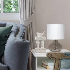 Glass Raindrop Table Lamp With Fabric Shade Smoke Gray - Simple Designs -Home Improvement Store GUEST f0667078 9d36 4a98 af3d 6b4659789a5d