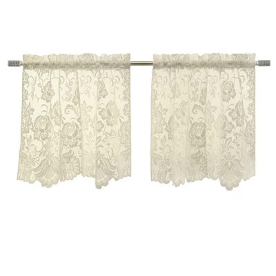Habitat Limoges Sheer Rod Pocket Curtain Tiers For Any Room Floral Lace Design Pair Ivory 3 Habitat Limoges Sheer Rod Pocket Curtain Tiers For Any Room Floral Lace Design Pair Ivory