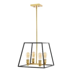 15" 4-Light Lloyd Farmhouse Industrial Iron LED Pendant Black/Brass Gold - JONATHAN Y -Home Improvement Store GUEST f4b14be4 60f5 4a28 afce 29568451cb38