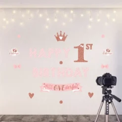 Big Dot Of Happiness 1st Birthday Little Miss Onederful - Peel And Stick Girl First Birthday Party Decoration - Wall Decals Backdrop -Home Improvement Store GUEST f5d117fc 6ff0 49db ab2d d859c94dd1e3