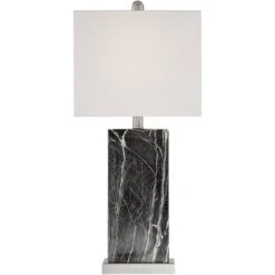 360 Lighting Connie Modern Table Lamps Set Of 2 With Acrylic Risers 25" High Black Faux Marble USB Charging Ports White Rectangular Shade For Desk -Home Improvement Store GUEST f8f54766 e697 4cb5 8e7c b9b55bfc3312