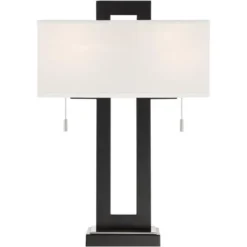 360 Lighting Neil Modern Table Lamp With White Marble Riser 26" High Two Tone USB Charging Port Rectangular Shade Bedroom For Bedroom Living Room Desk -Home Improvement Store GUEST f9bba6c1 76e8 443d 8c57 7fd6c0901e32