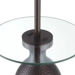 Regency Hill Fallon Rustic Industrial Floor Lamp With Tray Table 66" Tall Bronze Hammered USB And Outlet Oatmeal Shade For Living Room Bedroom Office -Home Improvement Store GUEST fb02195f b082 4ad1 bb8d b8b0fde8eb3f