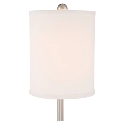 360 Lighting Trotter Modern Table Lamps 23 3/4" High Set Of 2 Brushed Nickel With USB And AC Power Outlet In Base White Fabric Cylinder For Home Desk 9 360 Lighting Trotter Modern Table Lamps 23 3/4" High Set Of 2 Brushed Nickel With USB And AC Power Outlet In Base White Fabric Cylinder For Home Desk - Image 7