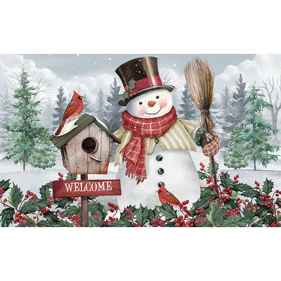 Jolly Snowman Welcome Winter Doormat 30" X 18" Indoor Outdoor Briarwood Lane 4 Jolly Snowman Welcome Winter Doormat 30" X 18" Indoor Outdoor Briarwood Lane - Image 2